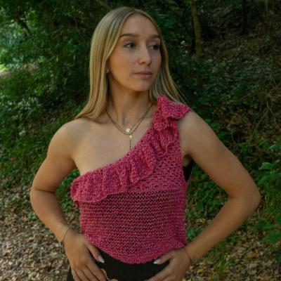 haut asymétrique crochet coton pailleté